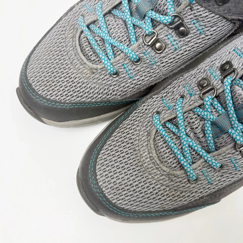 Vionic Cypress Hiking Boots Lace Up Gray Blue Sturdy